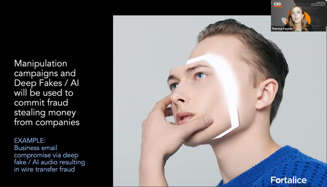 Screenshot with example deepfake