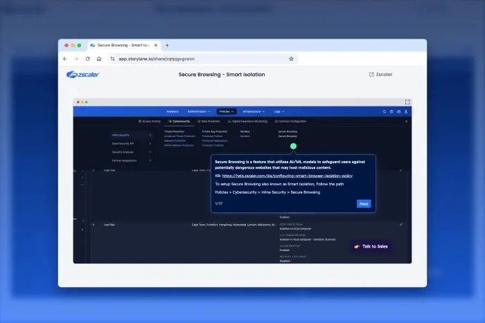Isolation Browser Example Zero Trust Browser: ML-based isolation | Zscaler