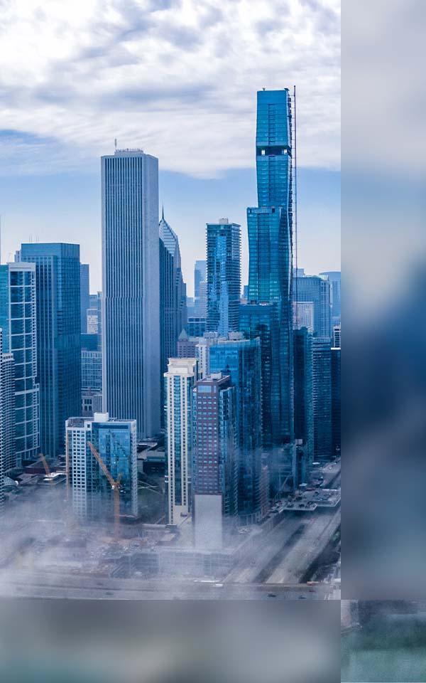A collage featuring a city skyline against a backdrop of clouds, symbolizing data protection and security in the digital age.