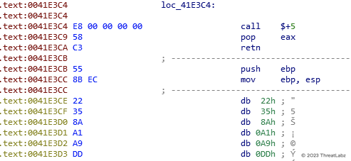 Figure 1. Xloader PUSHEBP encrypted block