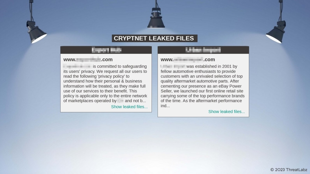 Figure 9. CryptNet data leak site