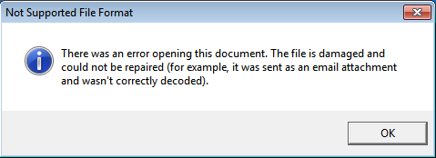 Error message to trick user into believing file is corrupt