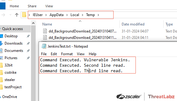 Figure 2. A demonstration text file created on the Jenkins server