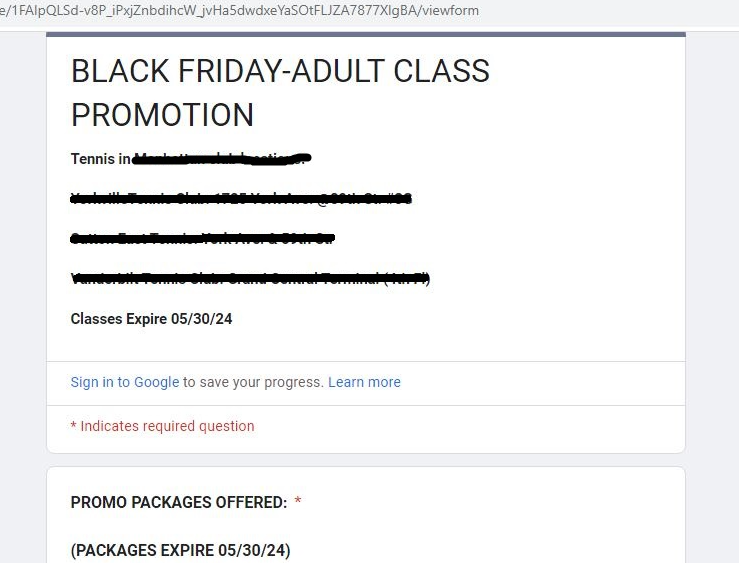 Figure 10: A screenshot of a scam Google Form page used to lure users with Black Friday offers