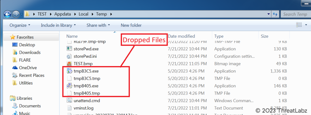 Fig 9. - Dropping malicious file in temp directory