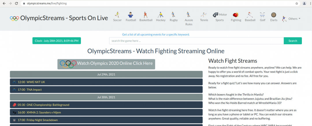 Site offering Olympics 2020 streaming