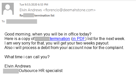 Spear Phishing email template 1