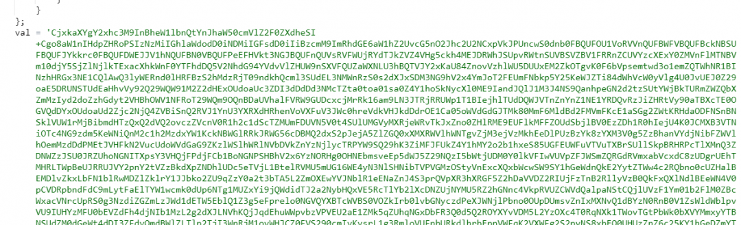 Base64 encoded fake payment form.
