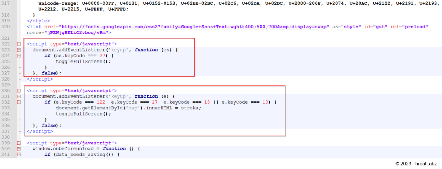 Screenshot of JavaScript code