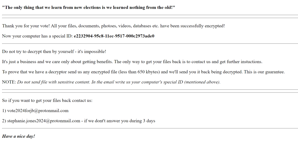 PartyTicket ransom note