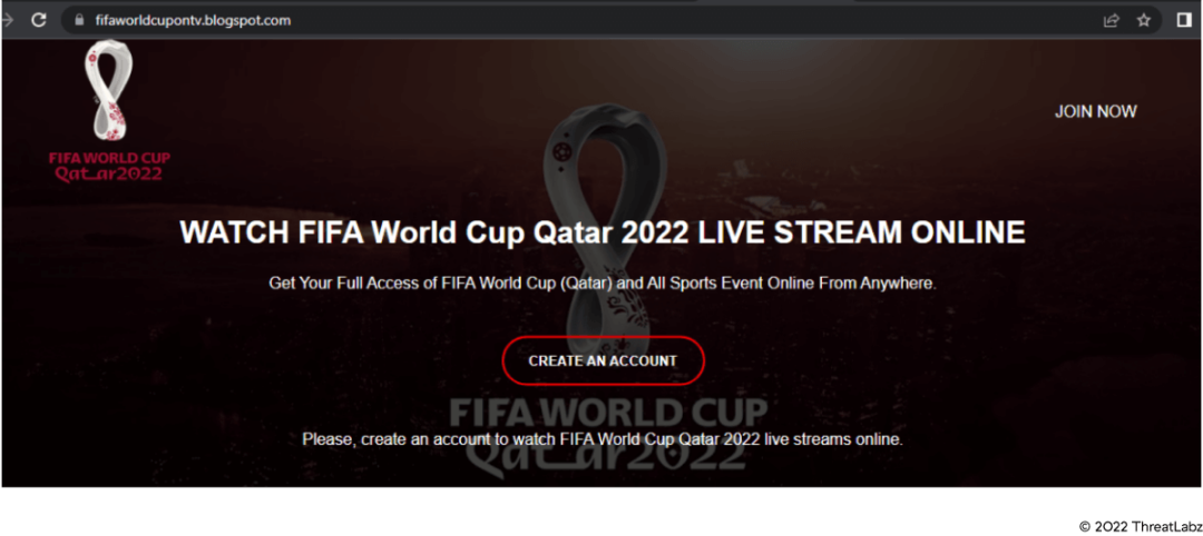 "Figure 1: One of many fake streaming sites using the World Cup to exploit football fans   "