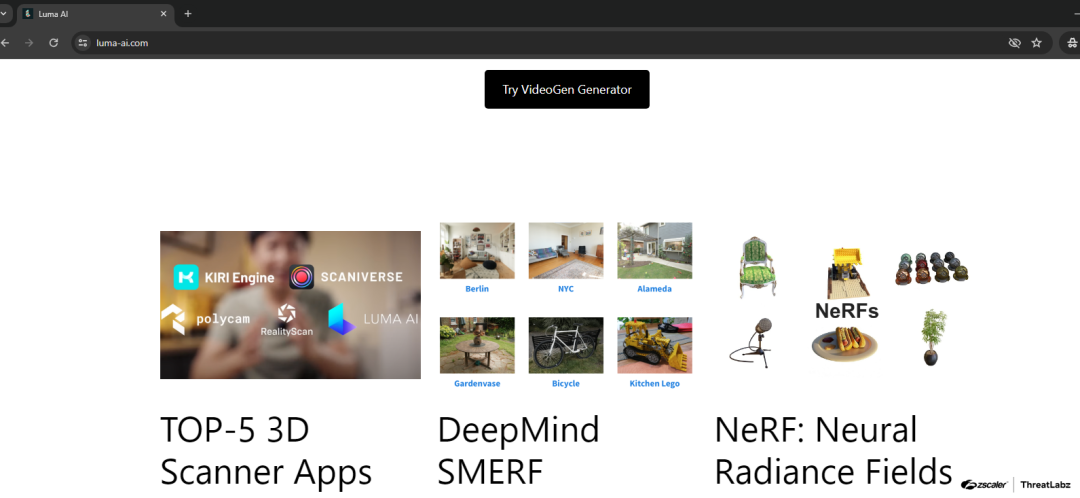 Example AI-themed website designed to lure victims into installing malware.