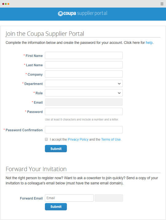 Create a Coupa Supplier Account